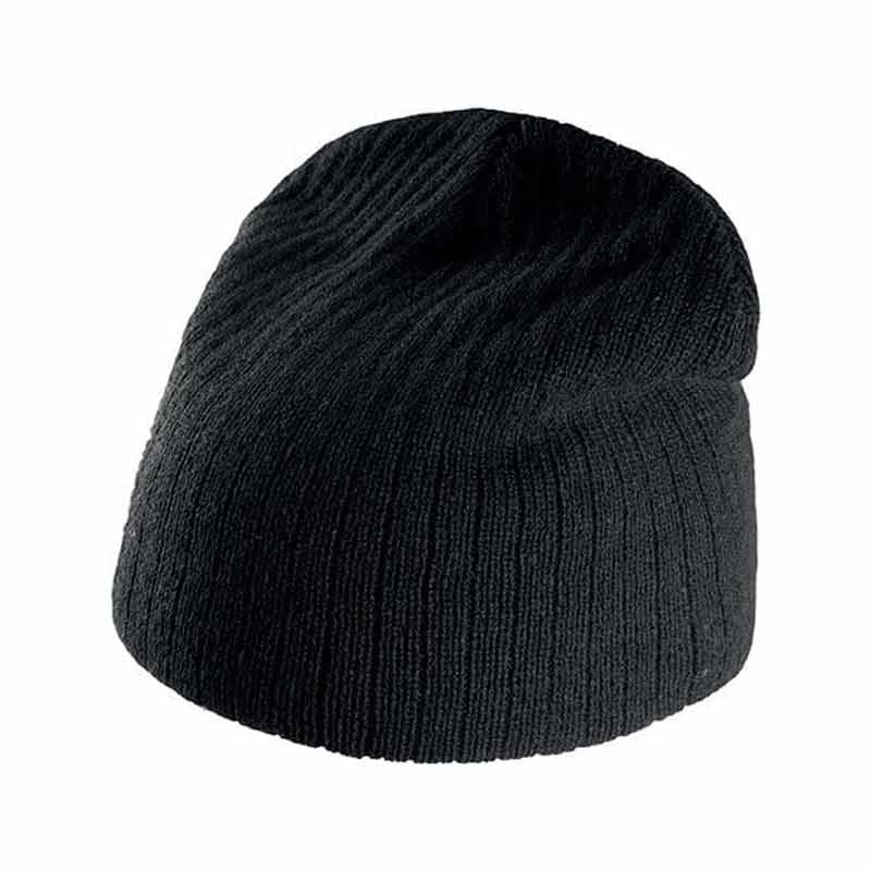 Bonnet Tricot Côtelé Noir - TOPTEX