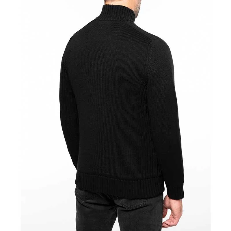 Cardigan Homme Pull Zip Doublé Polaire Noir - TOPTEX - Image 2