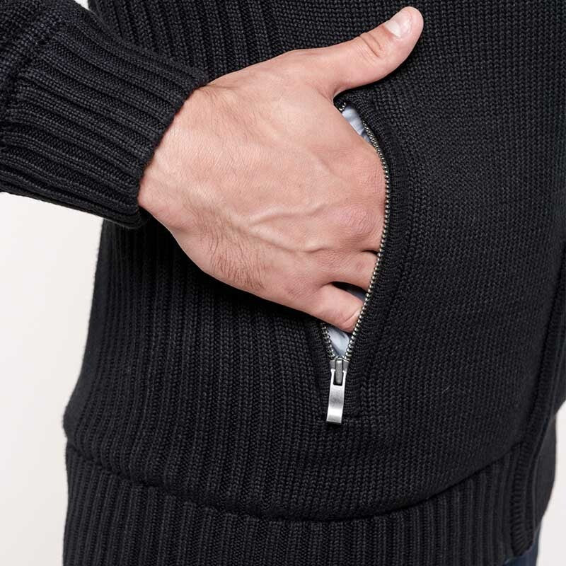 Cardigan Homme Pull Zip Doublé Polaire Noir - TOPTEX - Image 4