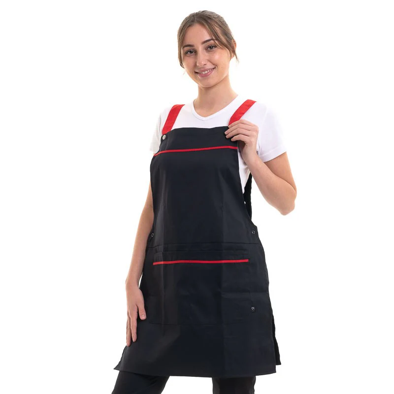 Chasuble de Cuisine Ezac Noir et Rouge - ROBUR - Image 3