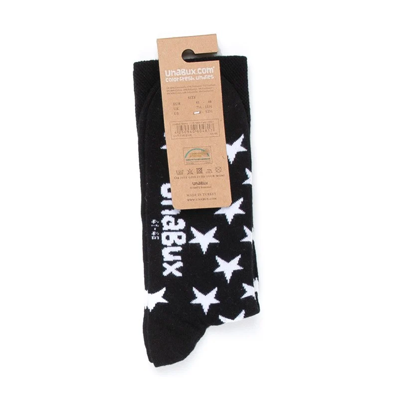 Chaussettes Noir et Blanc Motif Étoiles - UNABUX - Image 2