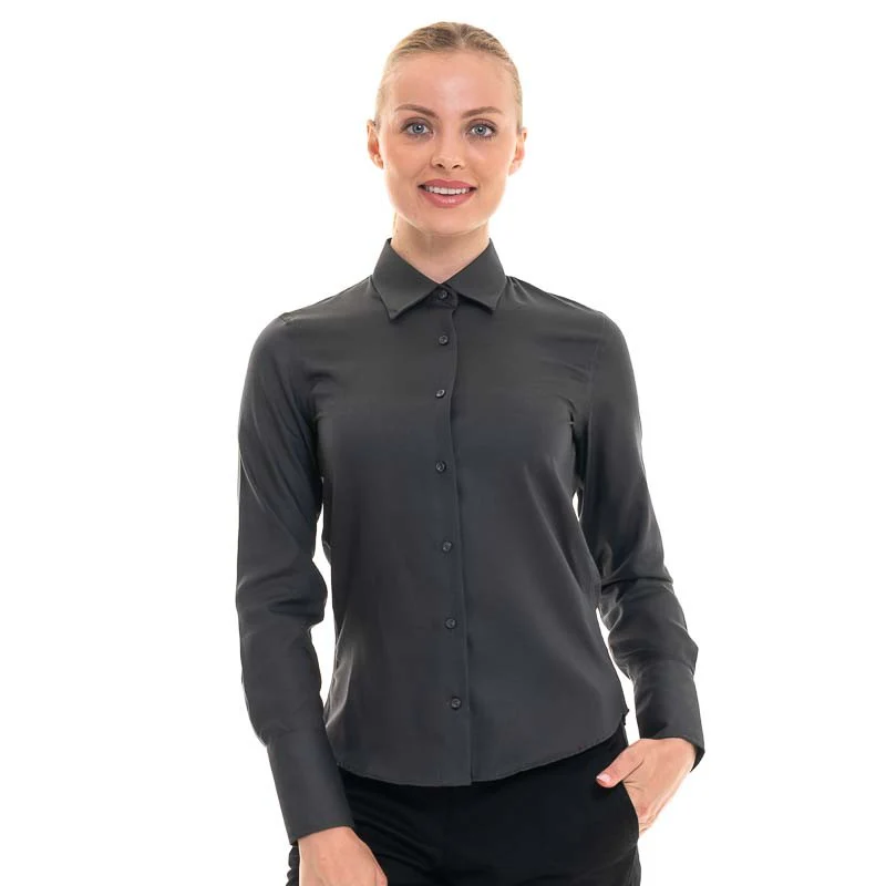 Chemise de Serveuse Manches Longues Grise Anthracite - KARIBAN