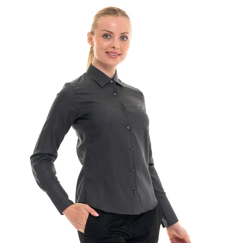 Chemise de Serveuse Manches Longues Grise Anthracite - KARIBAN - Image 2