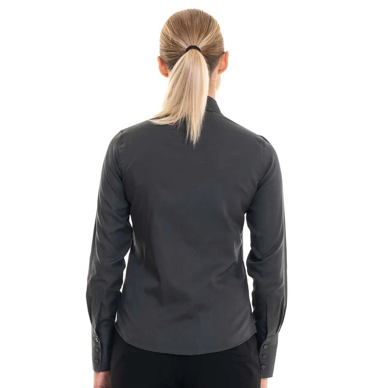 Chemise de Serveuse Manches Longues Grise Anthracite - KARIBAN - Image 4