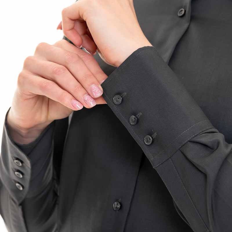 Chemise de Serveuse Manches Longues Grise Anthracite - KARIBAN - Image 5