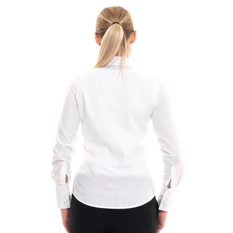 Chemise de Service Femme Manches Longues Sans Repassage Blanc - KARIBAN - Image 4