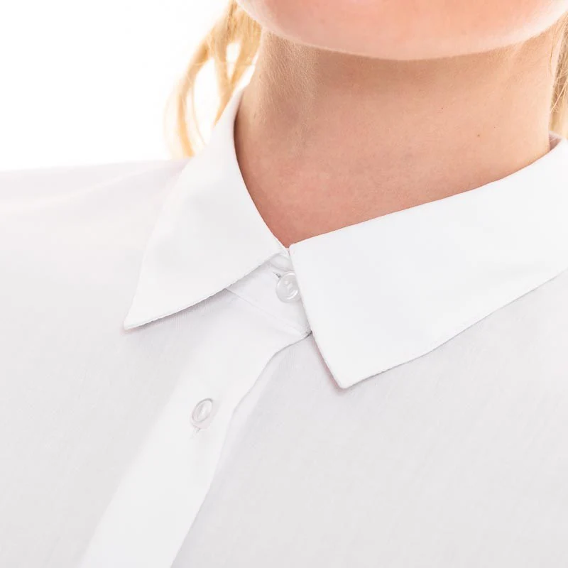 Chemise de Service Femme Manches Longues Sans Repassage Blanc - KARIBAN - Image 5