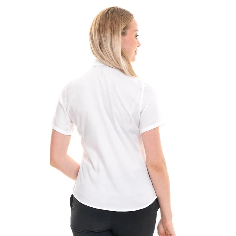 Chemise de Service Femme Manches Courtes Sans Repassage Blanc - KARIBAN - Image 4