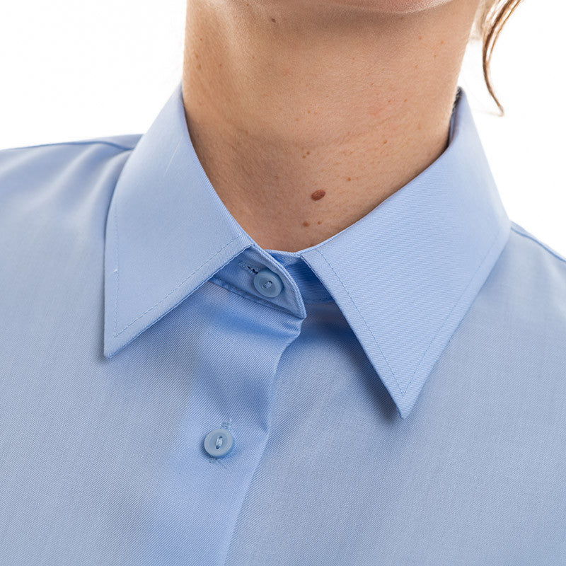 Chemise de Service Femme Manches Courtes Sans Repassage Bleu Ciel - KARIBAN - Image 5