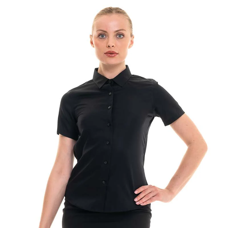 Chemise de Service Femme Manches Courtes Sans Repassage Noir - KARIBAN - Image 3