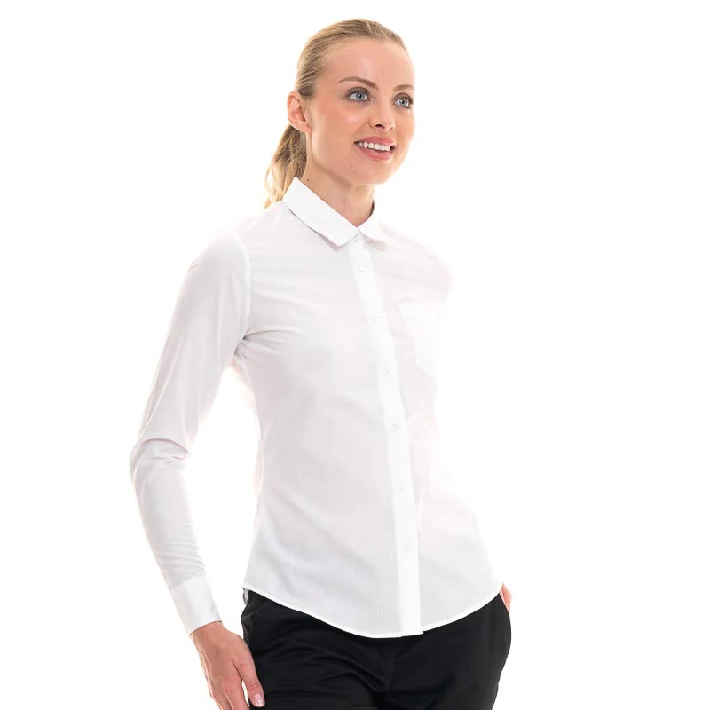 Chemise de Service Femme Popeline Manches Longues Blanc - KARIBAN - Image 2