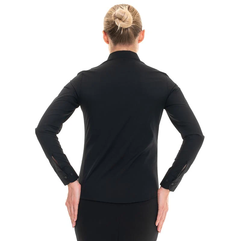 Chemise de Service Femme Popeline Manches Longues Noir - KARIBAN - Image 4
