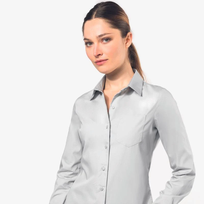Chemise de Travail Femme Popeline Manches Longues Grise - KARIBAN - Image 5