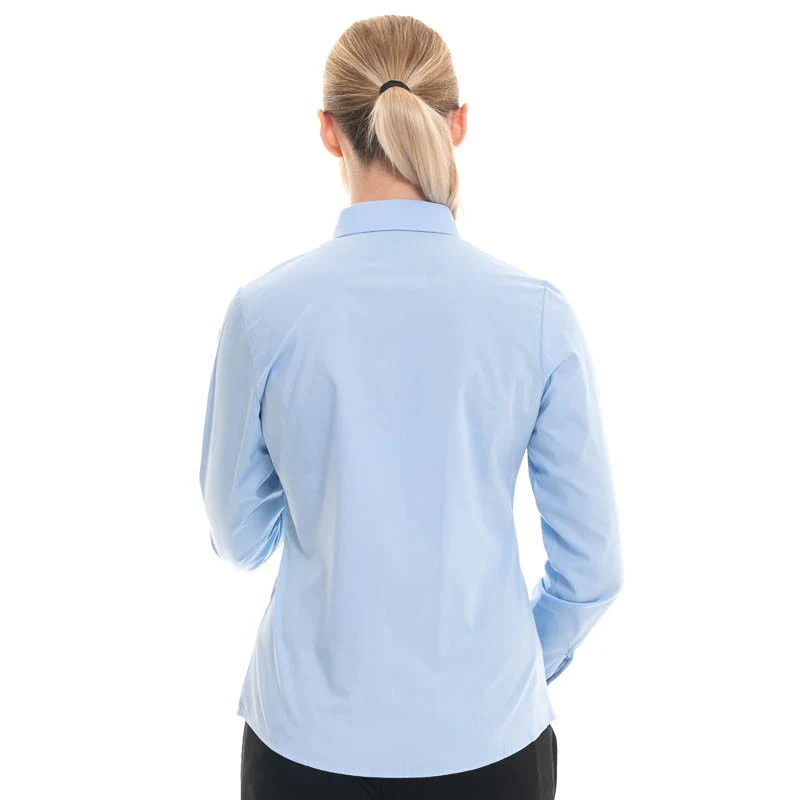 Chemise de Service Femme Popeline Manches Longues Bleu Ciel - KARIBAN - Image 4