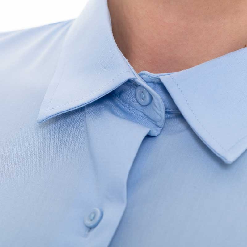 Chemise de Service Femme Popeline Manches Longues Bleu Ciel - KARIBAN - Image 5