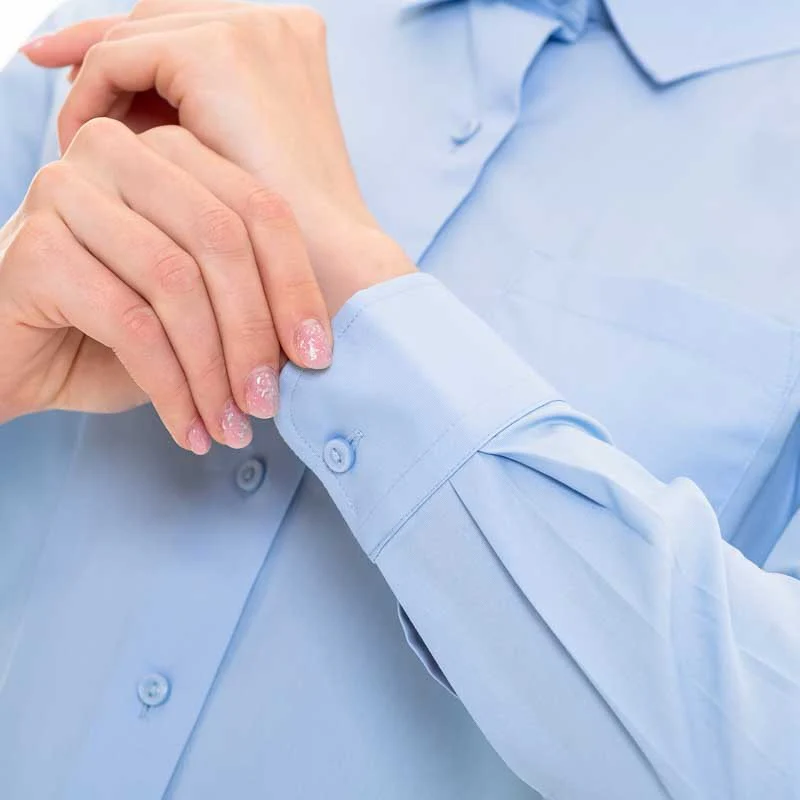Chemise de Service Femme Popeline Manches Longues Bleu Ciel - KARIBAN - Image 6