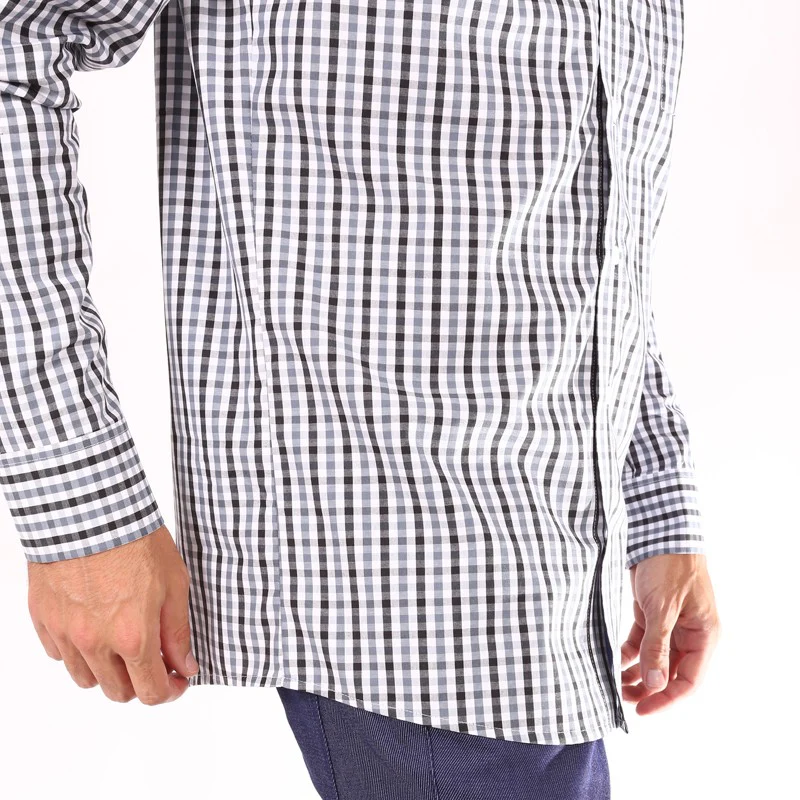 Chemise de Serveur à Carreaux Blanc Gris Noir - DESTOCKAGE - PROFI DRESS - Image 4