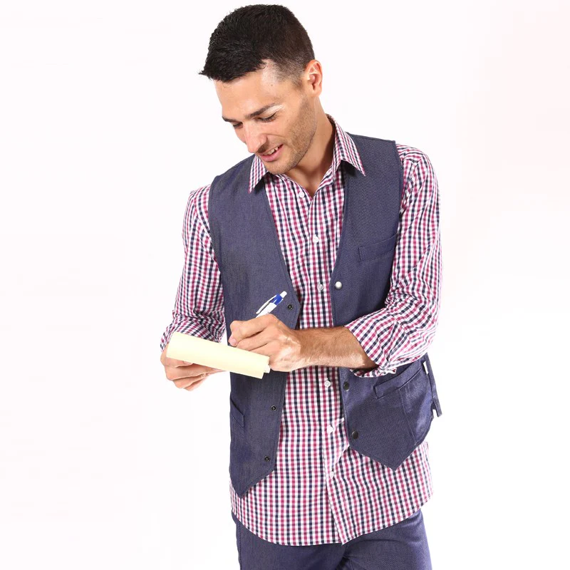 Chemise de Serveur à Carreaux Bleu Rouge Blanc - DESTOCKAGE - PROFI DRESS - Image 6