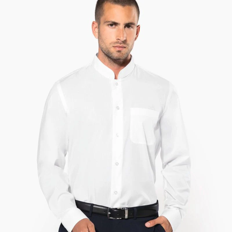 Chemise de Serveur Col Mao Blanc Manches Longues - KARIBAN - Image 2