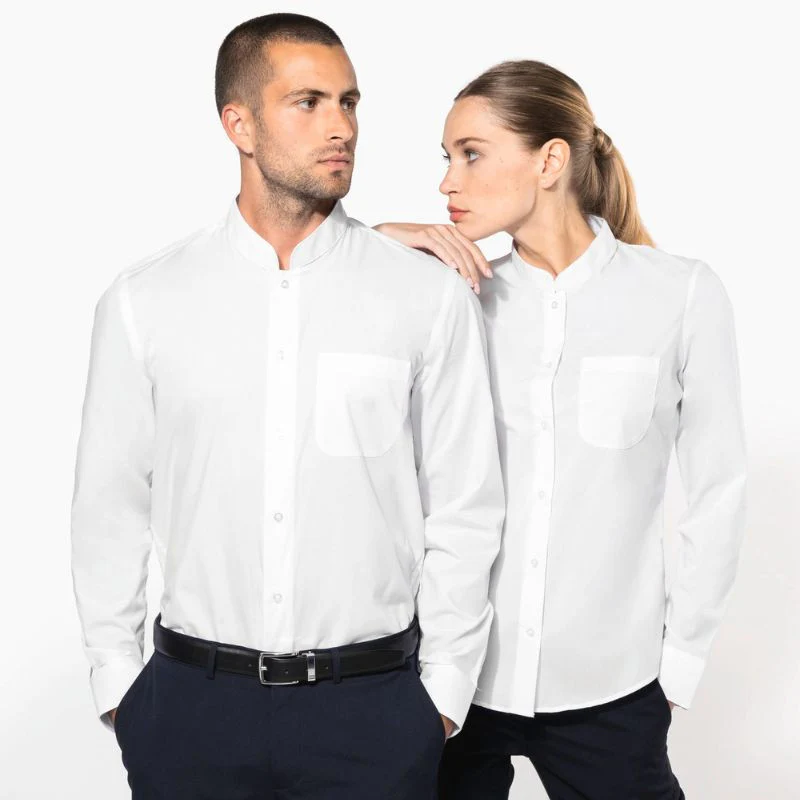 Chemise de Serveur Col Mao Blanc Manches Longues - KARIBAN - Image 8