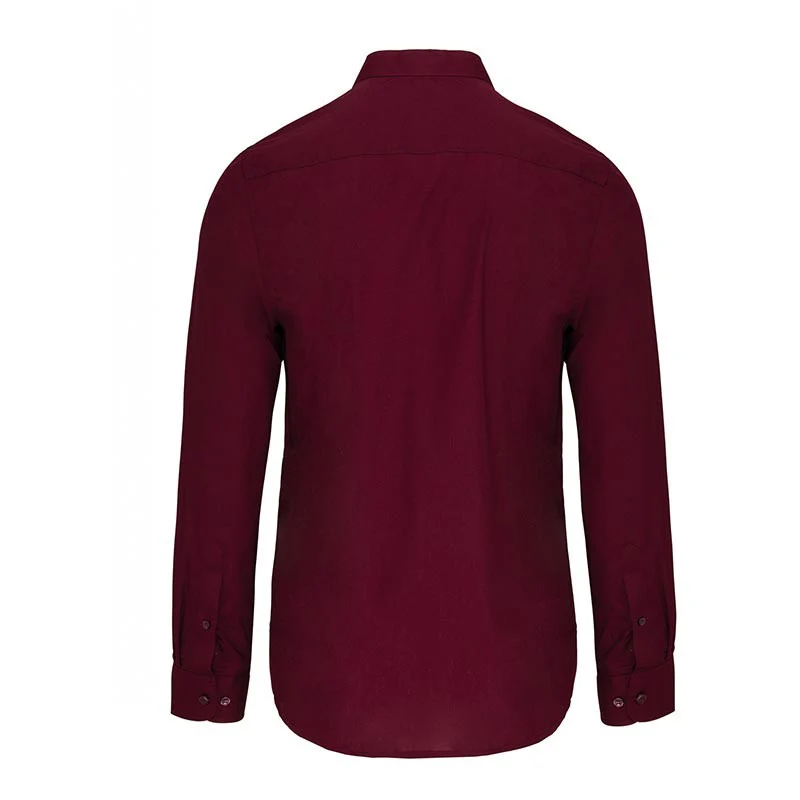 Chemise de Serveur Col Mao Bordeaux Manches Longues - KARIBAN - Image 2