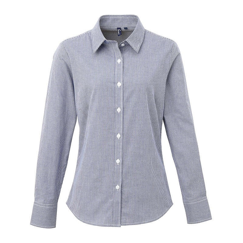 Chemise de Serveuse Femme À Carreaux Bleu Marine Vichy - TOPTEX - Image 3