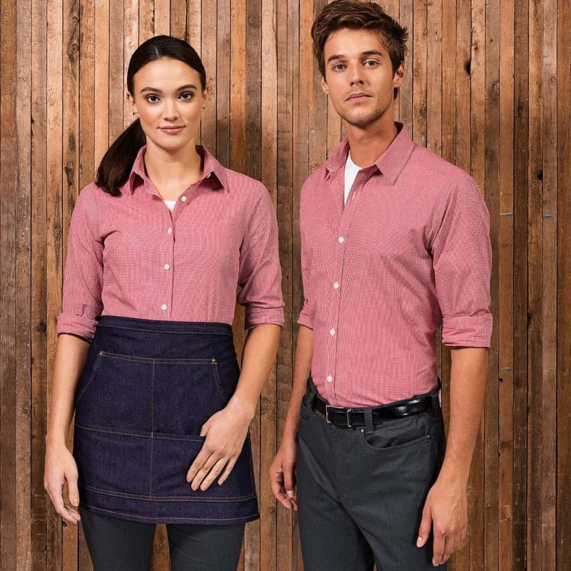 Chemise De Serveuse Femme À Carreaux Rouge Vichy - TOPTEX - Image 4