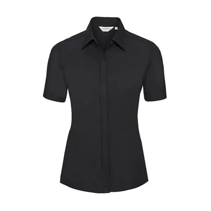 Chemise de Serveuse Femme à Manches Courtes Ultimate Stretch Noir - RUSSELL