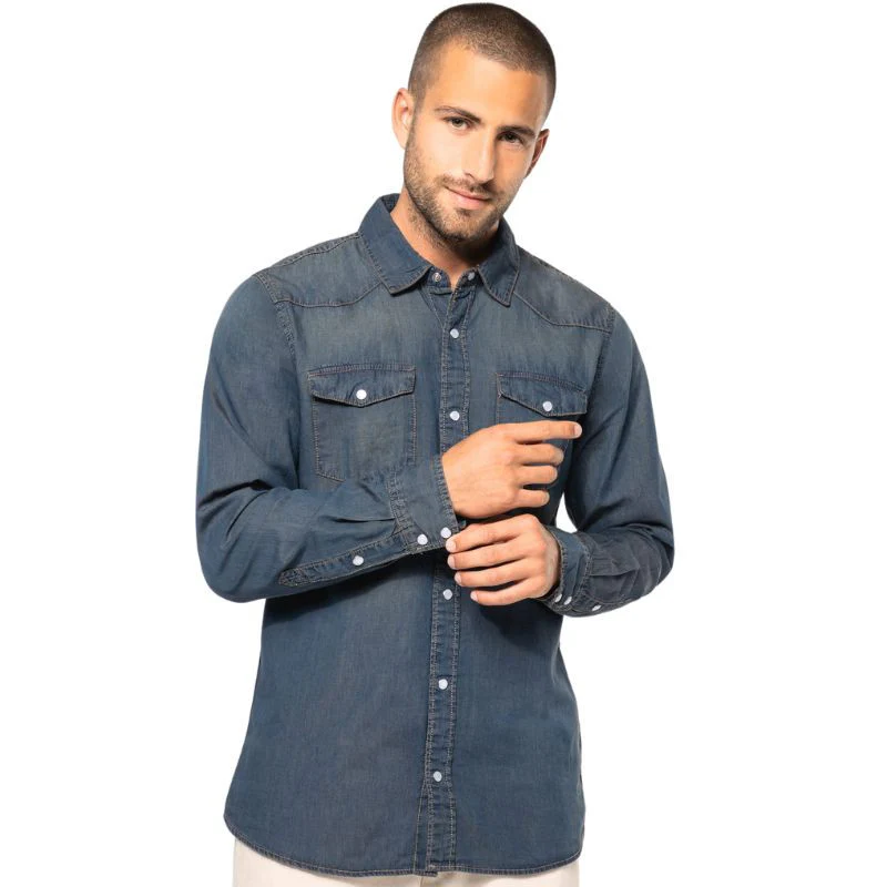 Chemise Service Denim Homme Manches Longues - KARIBAN