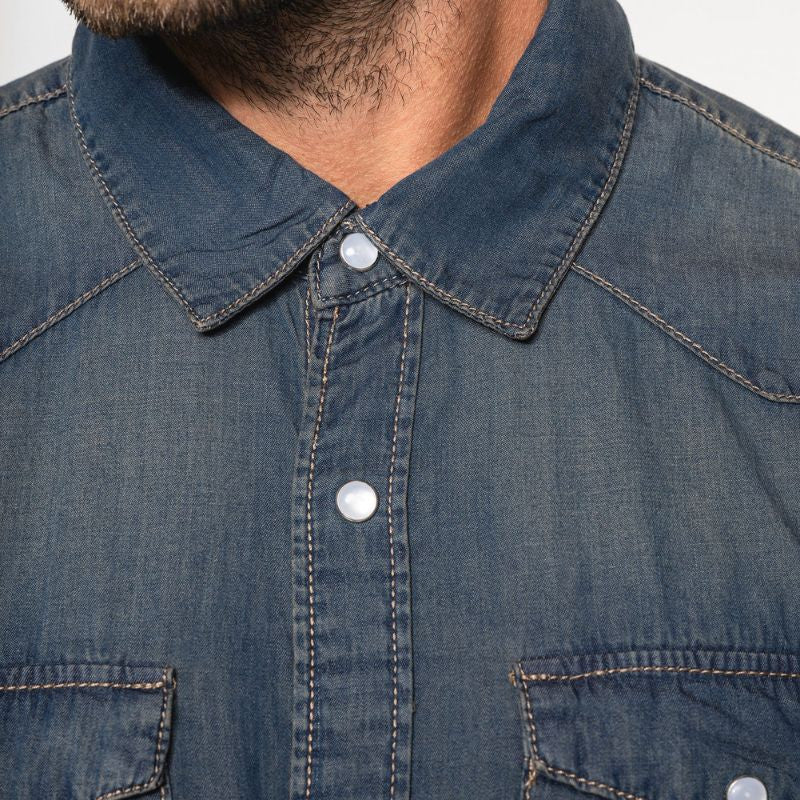 Chemise Service Denim Homme Manches Longues - KARIBAN - Image 5