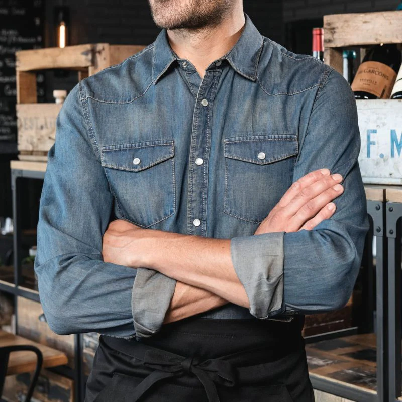 Chemise Service Denim Homme Manches Longues - KARIBAN - Image 7