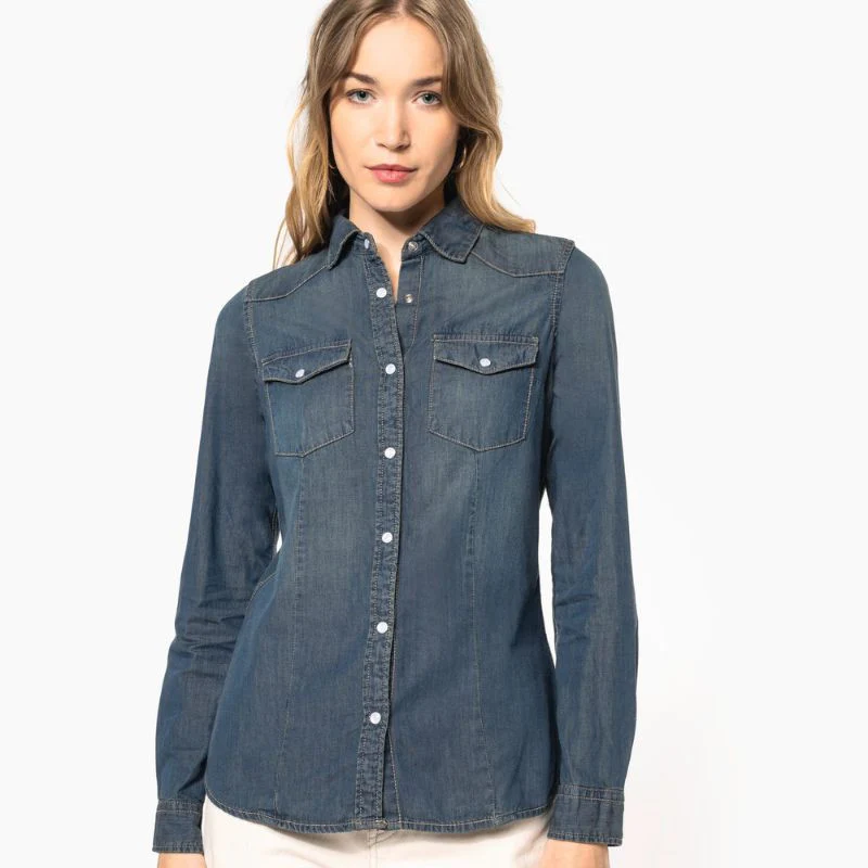 Chemise Denim Service Manches Longues Femme - KARIBAN