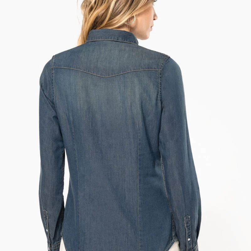 Chemise Denim Service Manches Longues Femme - KARIBAN - Image 3
