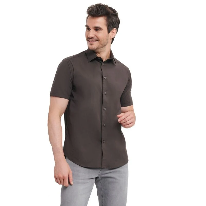 Chemise Fittée Homme Manches Courtes Noir - RUSSEL by TOPTEX - Image 3