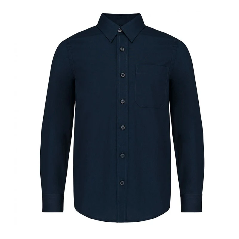 Chemise Enfant en Popeline Manches Longues Marine - KARIBAN - Image 2