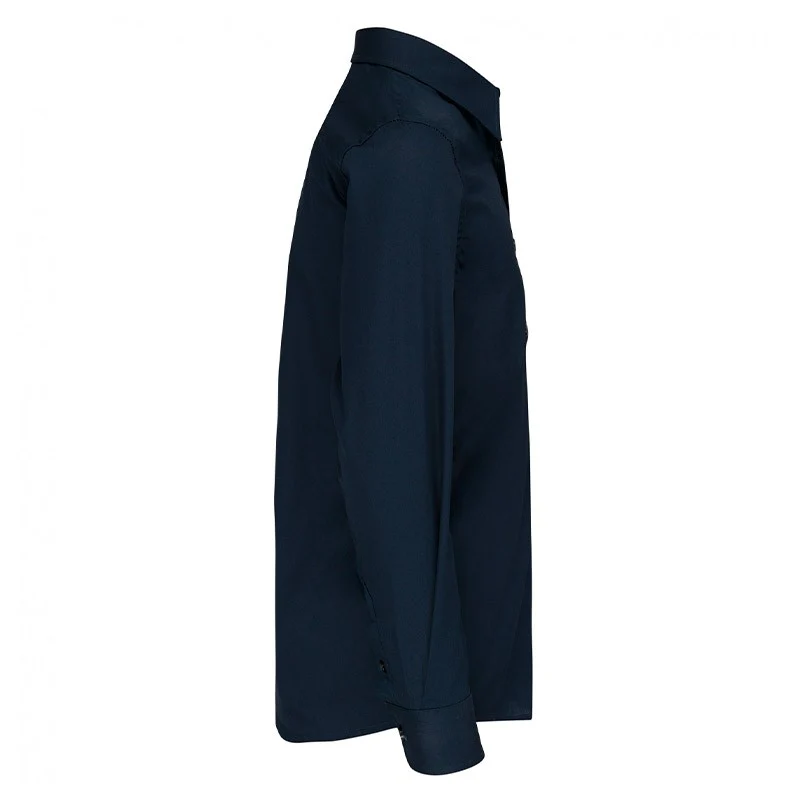 Chemise Enfant en Popeline Manches Longues Marine - KARIBAN - Image 4