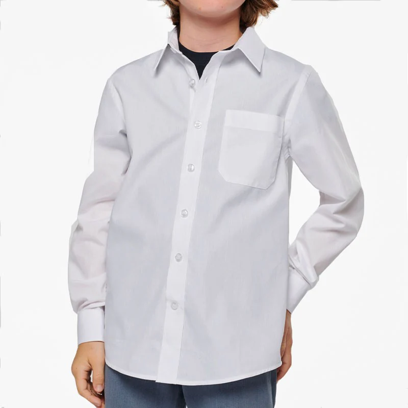 Chemise Enfant en Popeline Manches Longues Marine - KARIBAN - Image 5