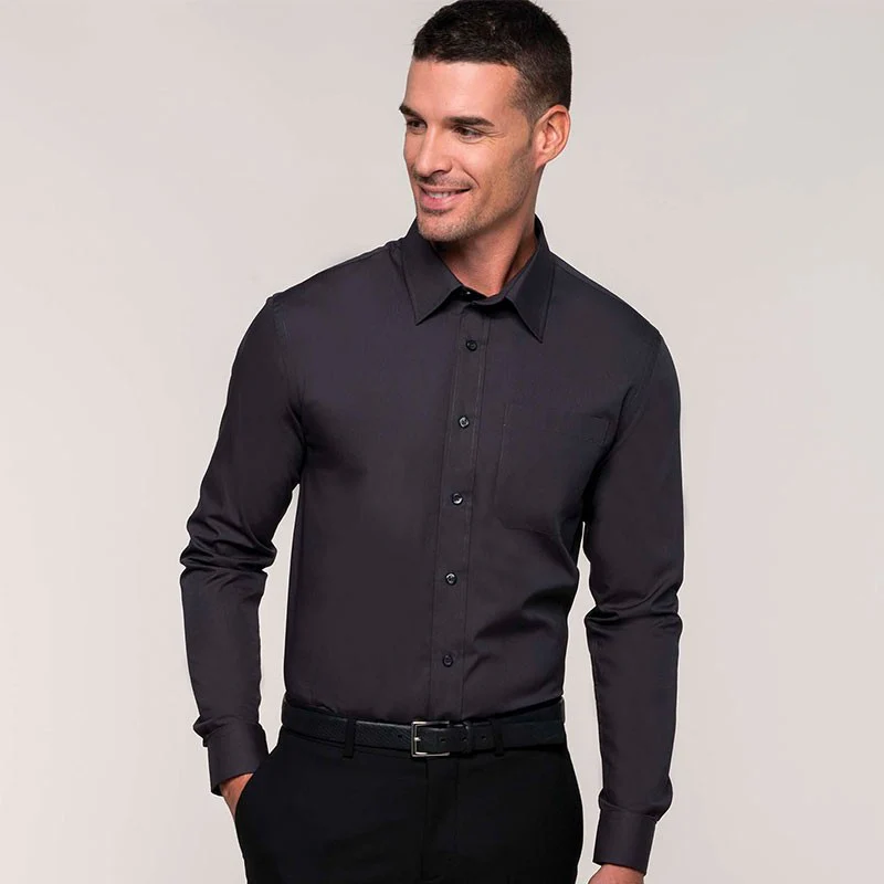 Chemise de Serveur Gris à Manches Longues - KARIBAN - Image 4