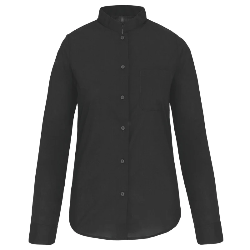 Chemisier de Service Femme Col Mao Blanc Manches Longues - KARIBAN - Image 10