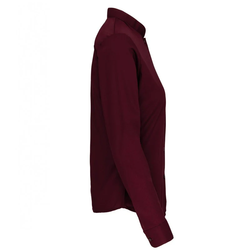 Chemisier de Service Femme Col Mao Bordeaux Manches Longues - KARIBAN - Image 3