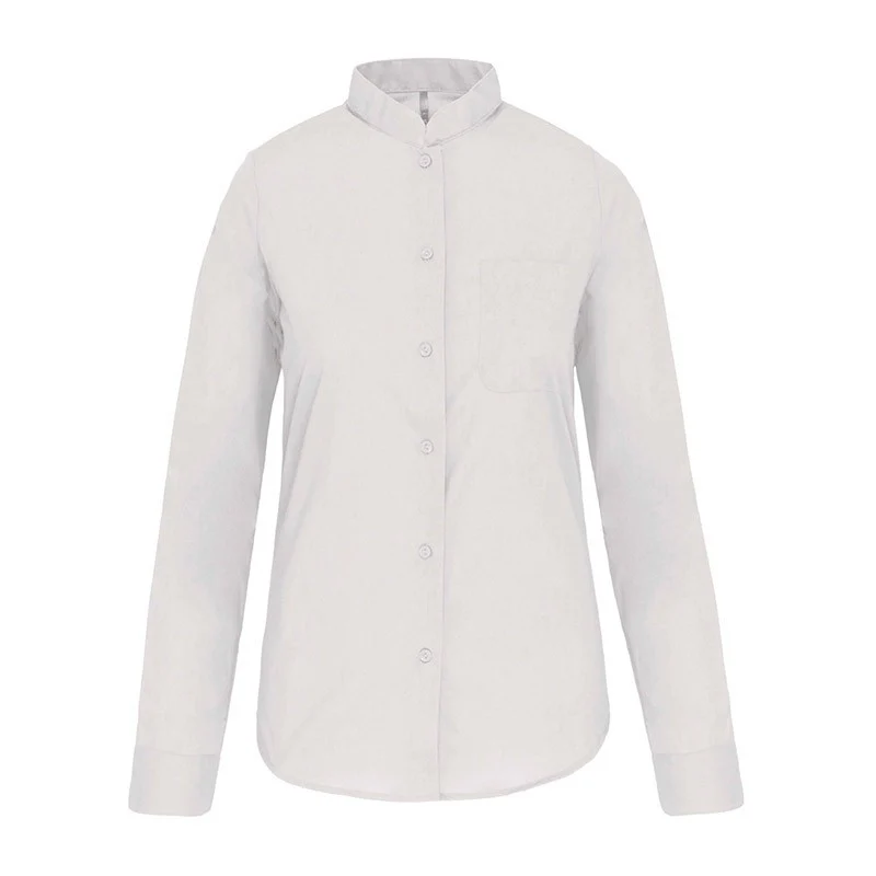 Chemisier de Service Femme Col Mao Bordeaux Manches Longues - KARIBAN - Image 5