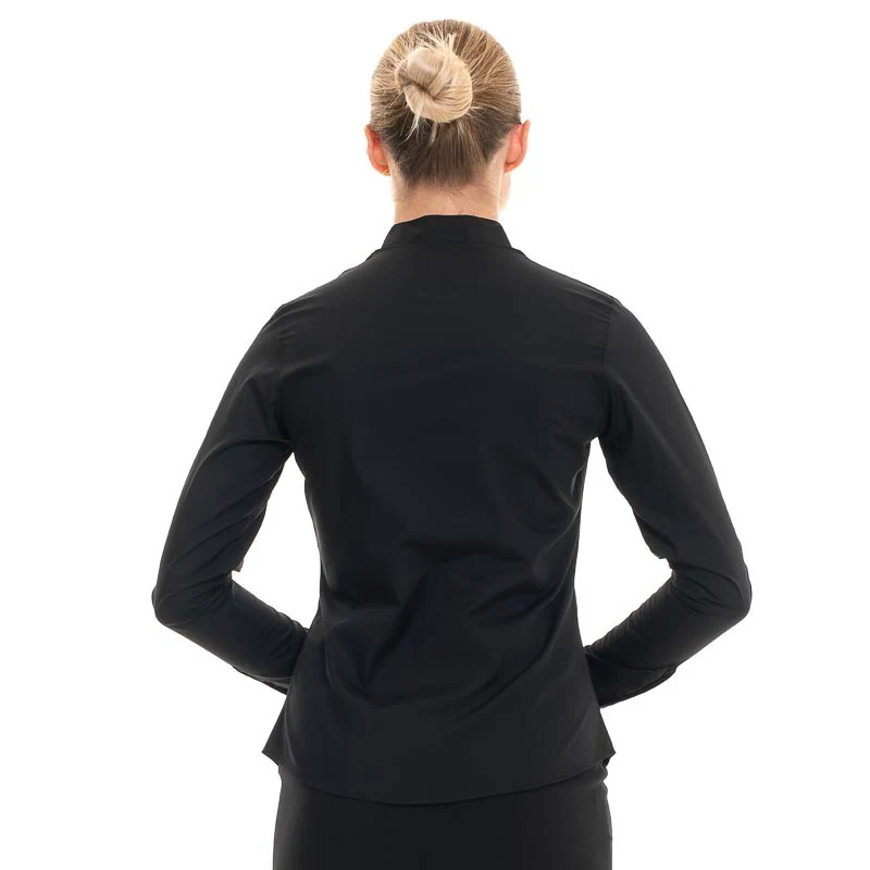 Chemisier de Service Femme Col Mao Noir Manches Longues - KARIBAN - Image 5
