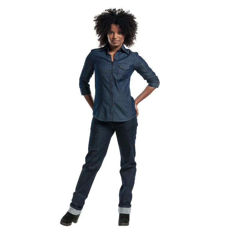 Chemisier de Service Manches 3/4 Bleu Denim - CHAUD DEVANT - Image 3