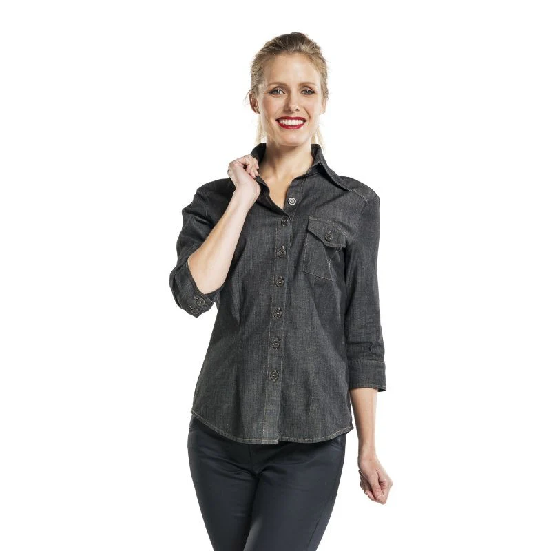 Chemisier de Service Manches 3/4 Bleu Denim - CHAUD DEVANT - Image 4