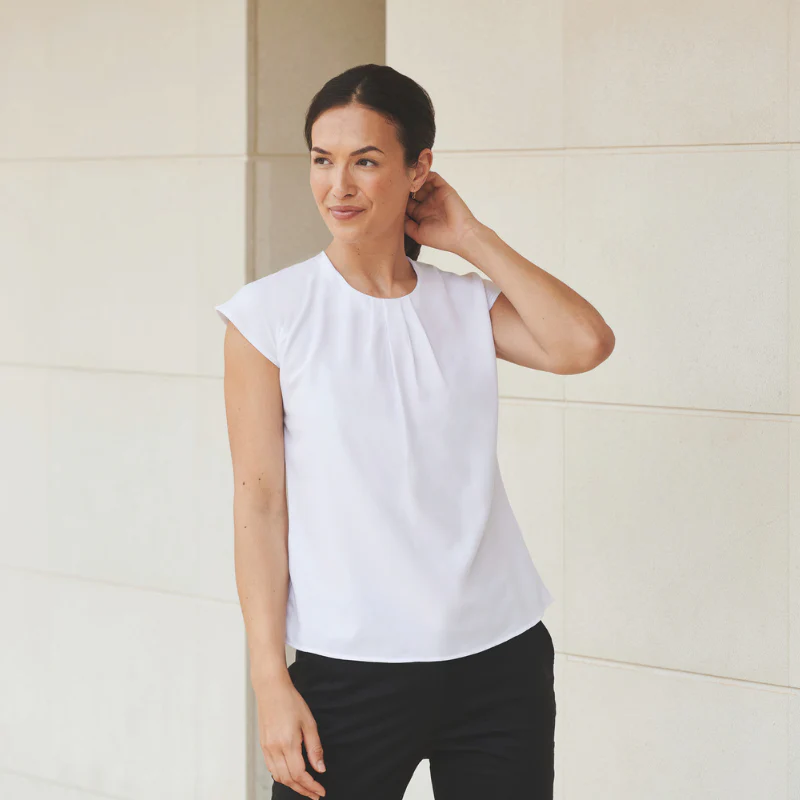 Chemisier de Travail Femme Manches Courtes Blanc - HENBURY - Image 2
