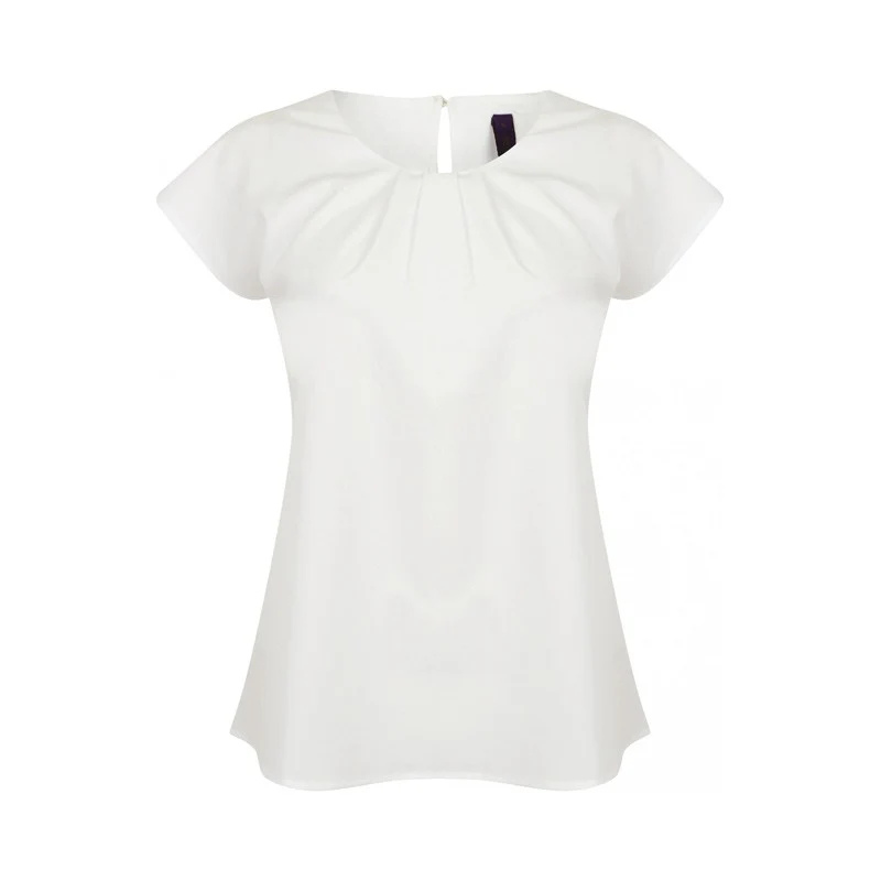 Chemisier de Travail Femme Manches Courtes Blanc - HENBURY - Image 3