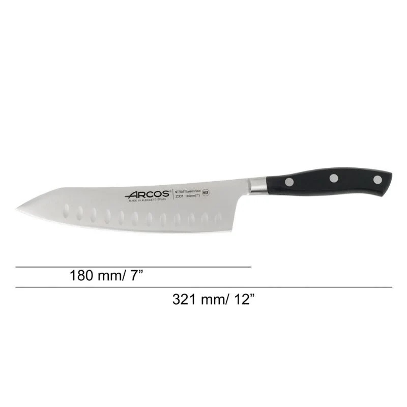 Couteau Rocking Santoku 180 mm Gamme Riviera Noir - ARCOS - Image 6