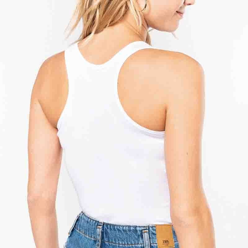 Débardeur Femme 100% Coton Blanc - KARIBAN - Image 2
