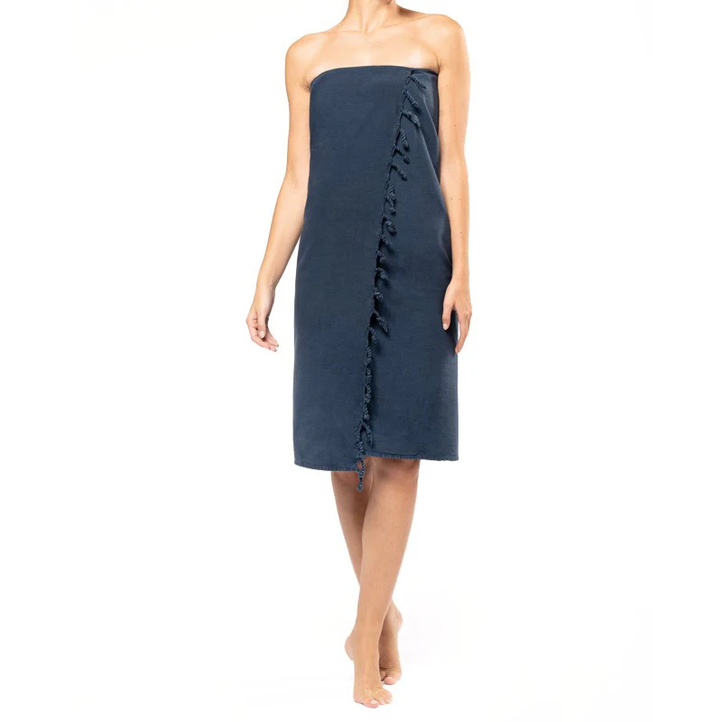 Fouta Serviette Coton Vintage Bleu - KARIBAN