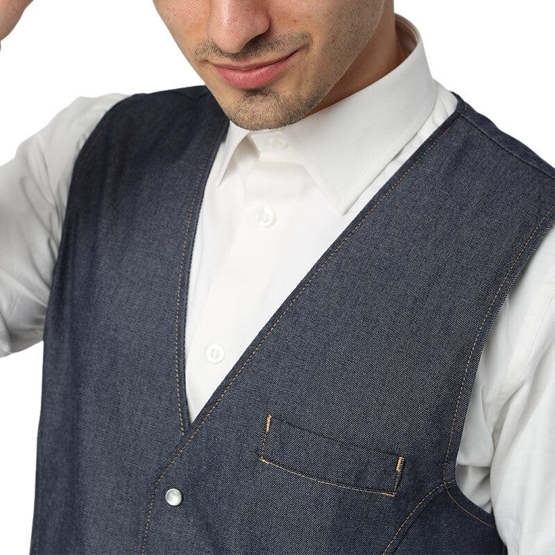 Gilet De Service Jean Denim Homme - MANELLI - Image 4